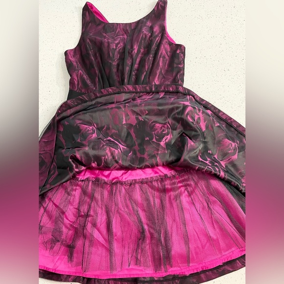 Jessica Simpson Floral Fit&Flare Dress Women 8 Sangria Black/Hot Pink Tulle EUC - Picture 7 of 9